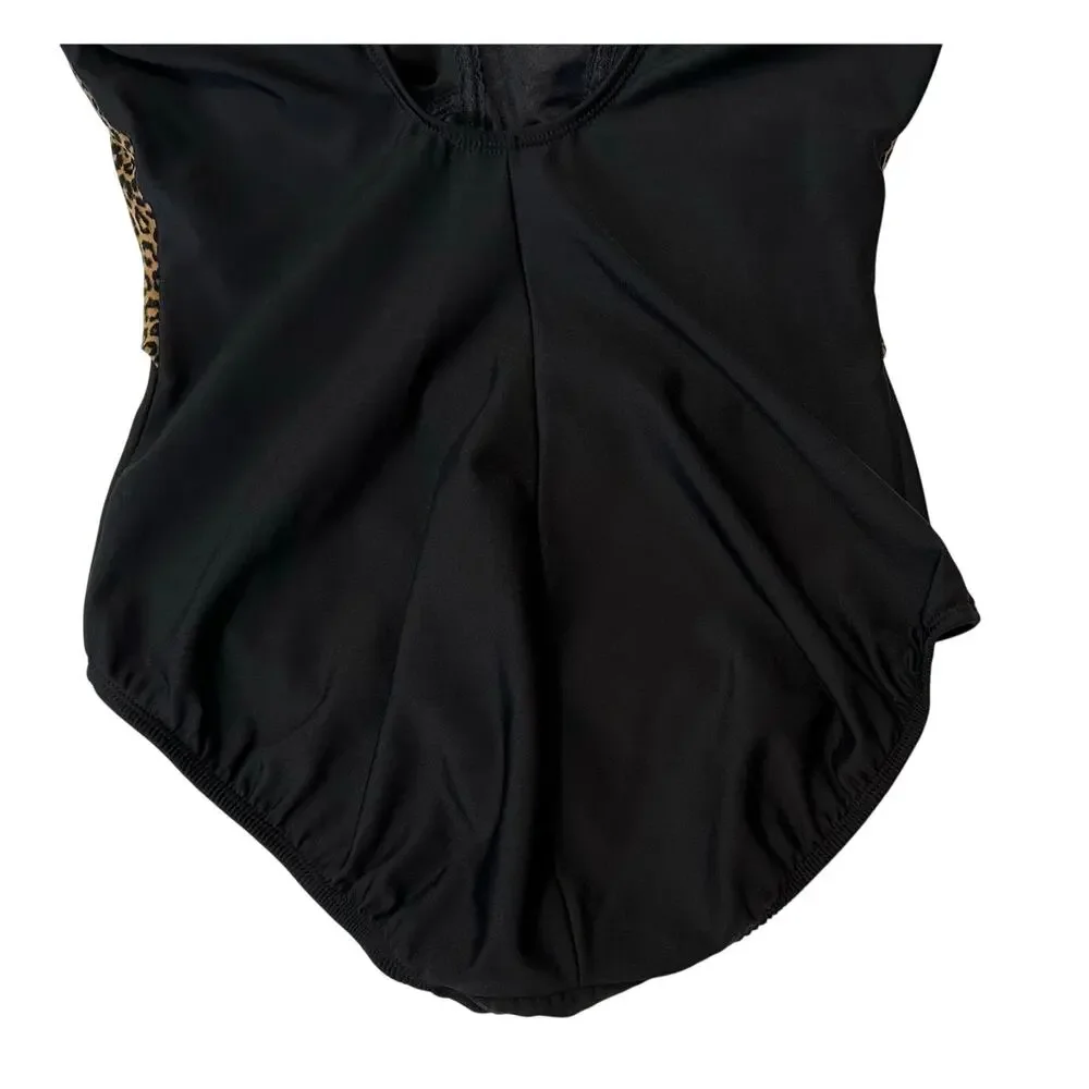 Longitude Take Control Leopard Twist One Piece Swimsuit Size 12
